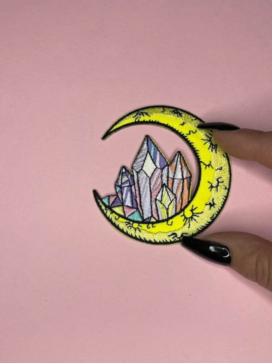 Moon Patch Crystal Moon Patch - Iron On/sew on - Appliqué - Etsy