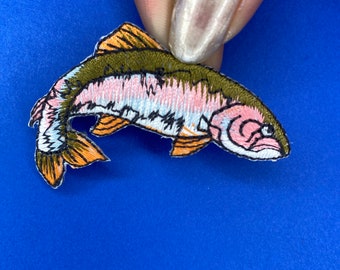 Rainbow Trout Fish Patch - Iron on - Sew on