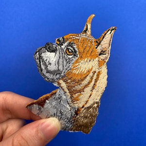 Boxer Head patch//Boxer dog patch//Iron on// Sew on