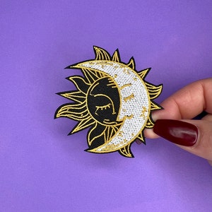 Crescent Moon and Sun Patch - Iron on - Astrological - Applique