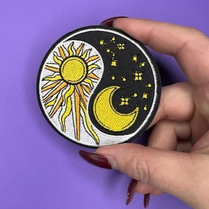 Sun and Moon - YinYang - Day and Night - Patch - Iron on - Applique