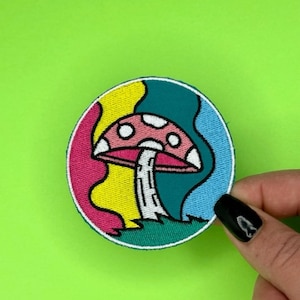 Hippie Style Mushroom Patch - Iron on - Applique - Shroom
