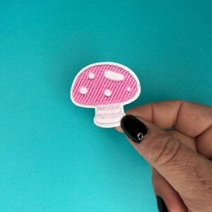 Cute Pink Mushroom Patch - Iron on - Applique