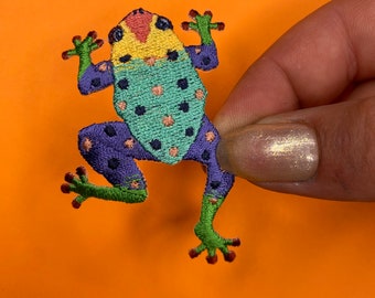 Colorful Frog Patch - Iron on - Applique