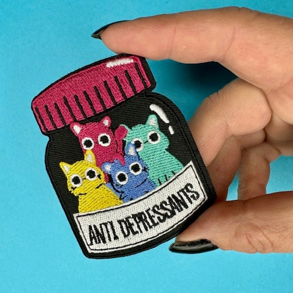 Antidepressant Cats Patch - Iron on - Applique - Mental Health