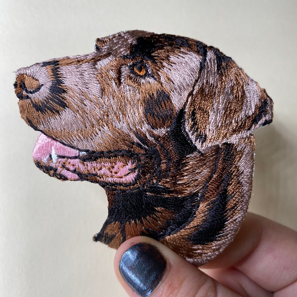 Chocolate Lab Dog Patch - Realistic - Iron On -Applique