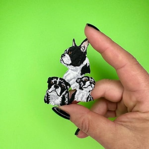 Boston Terrier Dog Patch - Realistic - Iron on - Applique