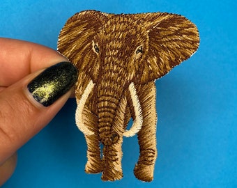 Elephant Patch - Iron on - Realistic - Natural - Applique