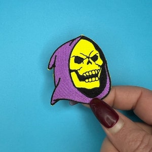 Gezichtspatch skelet - lachend skelet - opstrijkbaar - stoffen