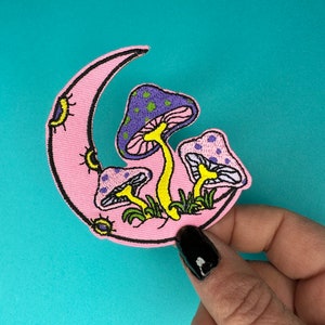 Moon and Mushroom Patch - Iron on - Applique