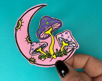 Moon and Mushroom Patch - Iron on - Applique