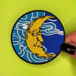 Halbmond Aufnäher - Mond und Wind Aufnäher - Bügeln - Applikation Bild 2