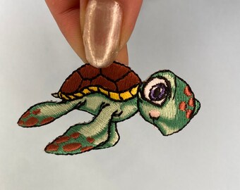 Turtle Patch Embroidered Painted Turtle Iron-On Patch - 2.5 Inch Applique For Hats, Jackets, Bags Turtle Velcro Patch - Foto 2