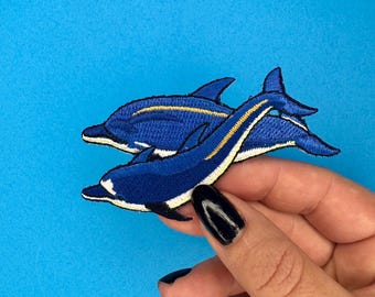 Blue Dolphin Patch - Iron on - Applique