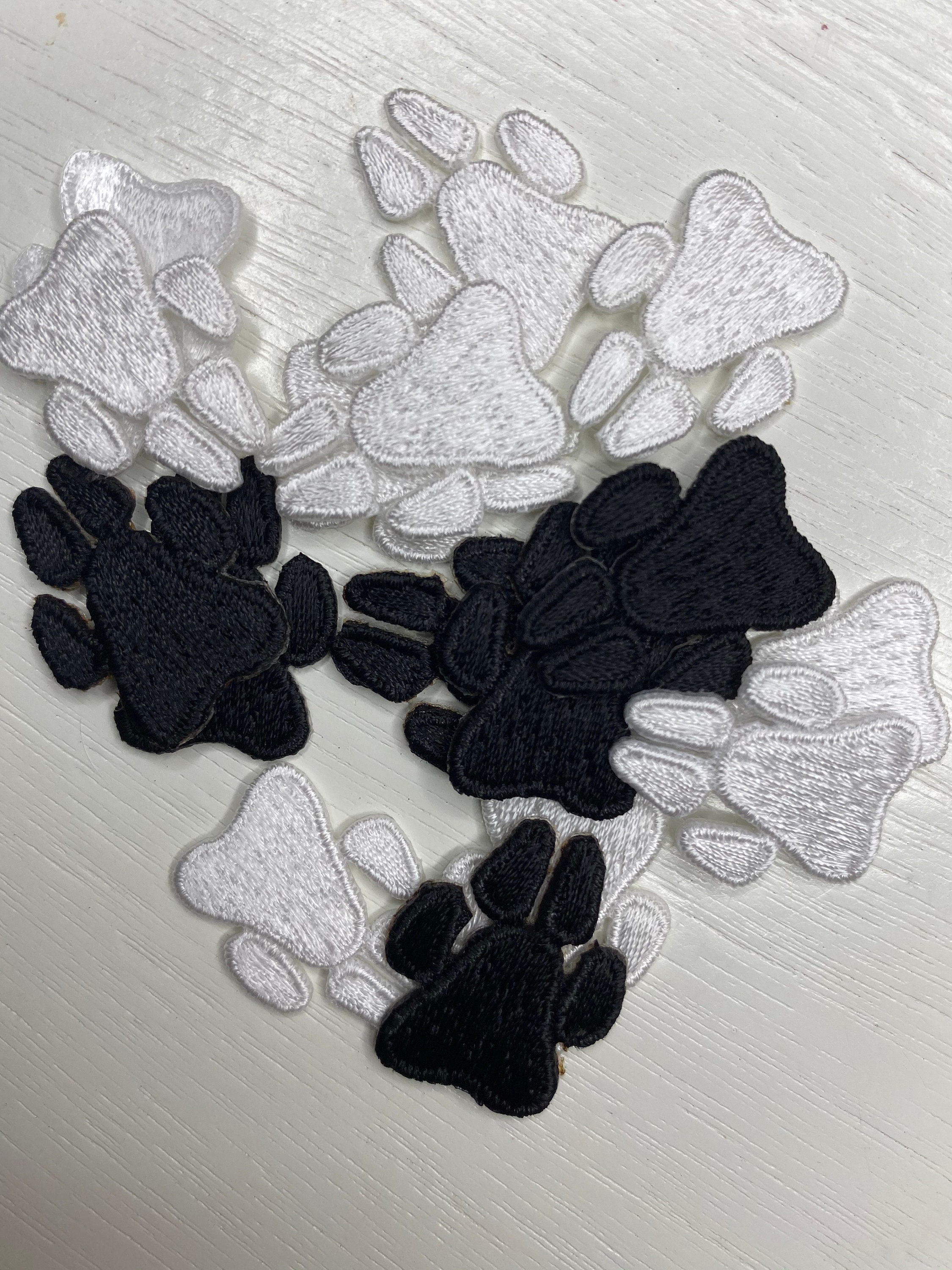 Tiny Paw Print Patch Set of 6 Black or White Iron on | Etsy