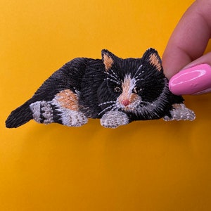 Ecusson Brode Chat Noir Et Blanc Arc En Ciel Mignon Animal Etsy