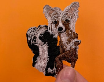 Chinese Crested Dog Patch - Realistic - Iron On - Applique