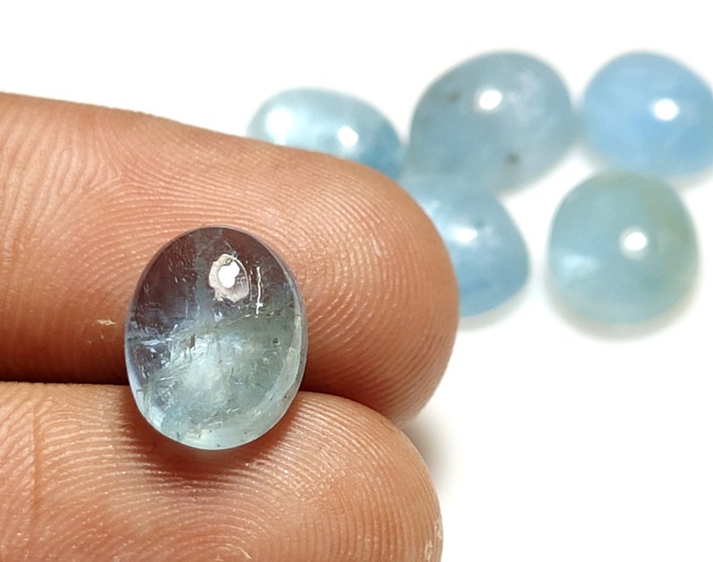 18.15 Carat Loose Stone Aquamarine Cabochon Jewelry Making Gemstone Oval Shape Aquamarine Cabochon Gemstone 10x8x5 MM Sku/_A936