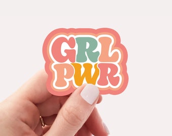 Grl pwr, girl power sticker, feminist sticker, liberal sticker, waterproof vinyl sticker for water bottle, laptop sticker