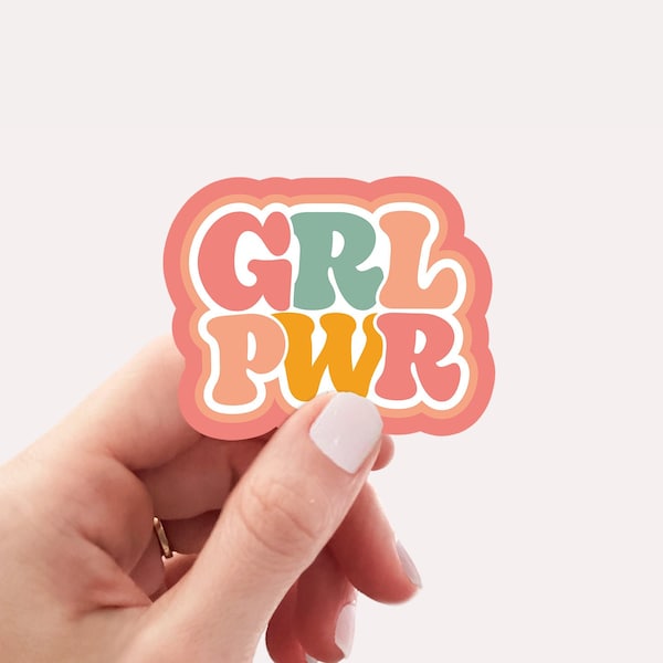 Grl pwr, girl power sticker, feminist sticker, liberal sticker, waterproof vinyl sticker for water bottle, laptop sticker