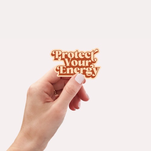 Protect your energy sticker, mystical witchy sticker, vinyl waterproof sticker, water bottle sticker, laptop sticker