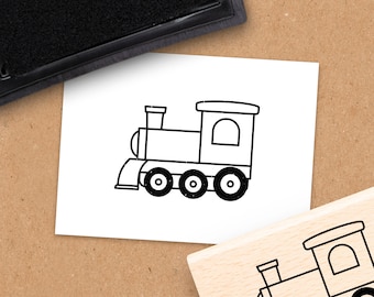 Stempel Eisenbahn für Kinder - Holzstempel Lokomotive für Jungen - Fahrzeugstempel Zug zum Basteln - Kinderstempel