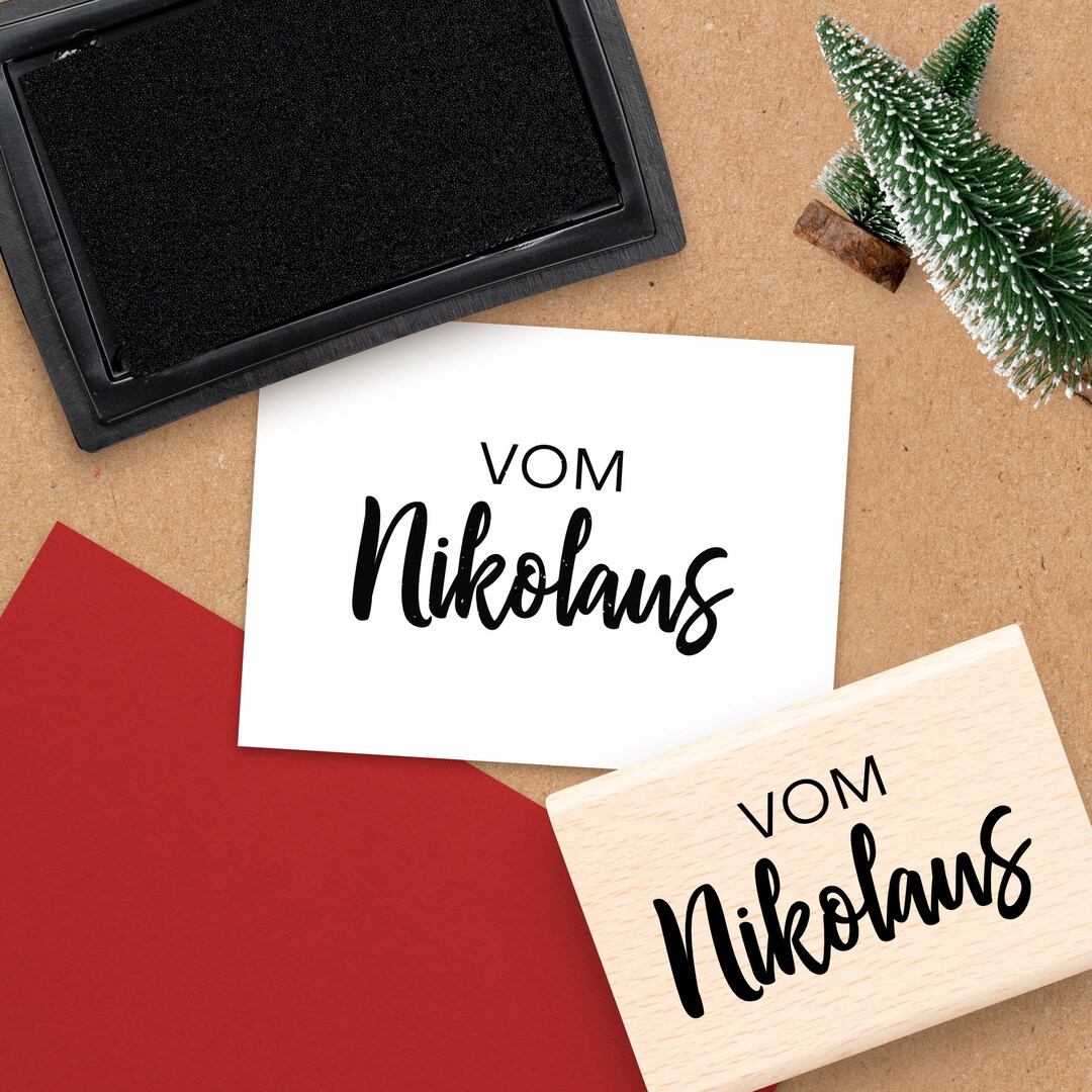 Nikolaus Stempel 'Ein Gruß Vom Nikolaus' - Handgemachter Textstempel Mit Stiefel