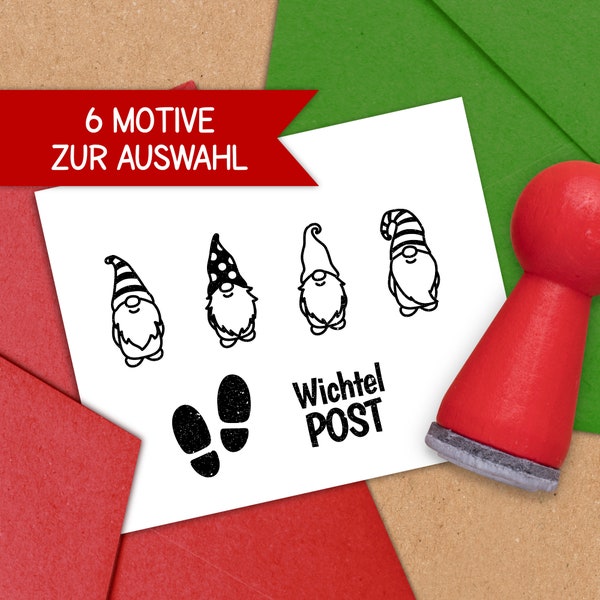 Kleine Stempel Wichtel/ Weihnachtswichtel - Mini-Stempel Weihnachten - Basteln für Wichteltür - Motivstempel für Kinder zur Weihnachtszeit