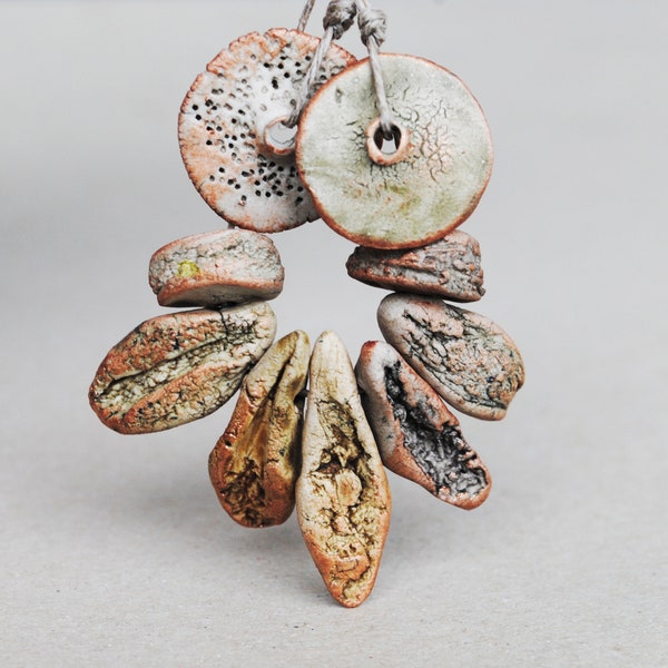 Rocks, Fossils, and Bones Artisan Ceramic Bead set Artisan porcelain Beads, Handmade Ceramics, Jewelry Earrings Bracelet Making Unique beads