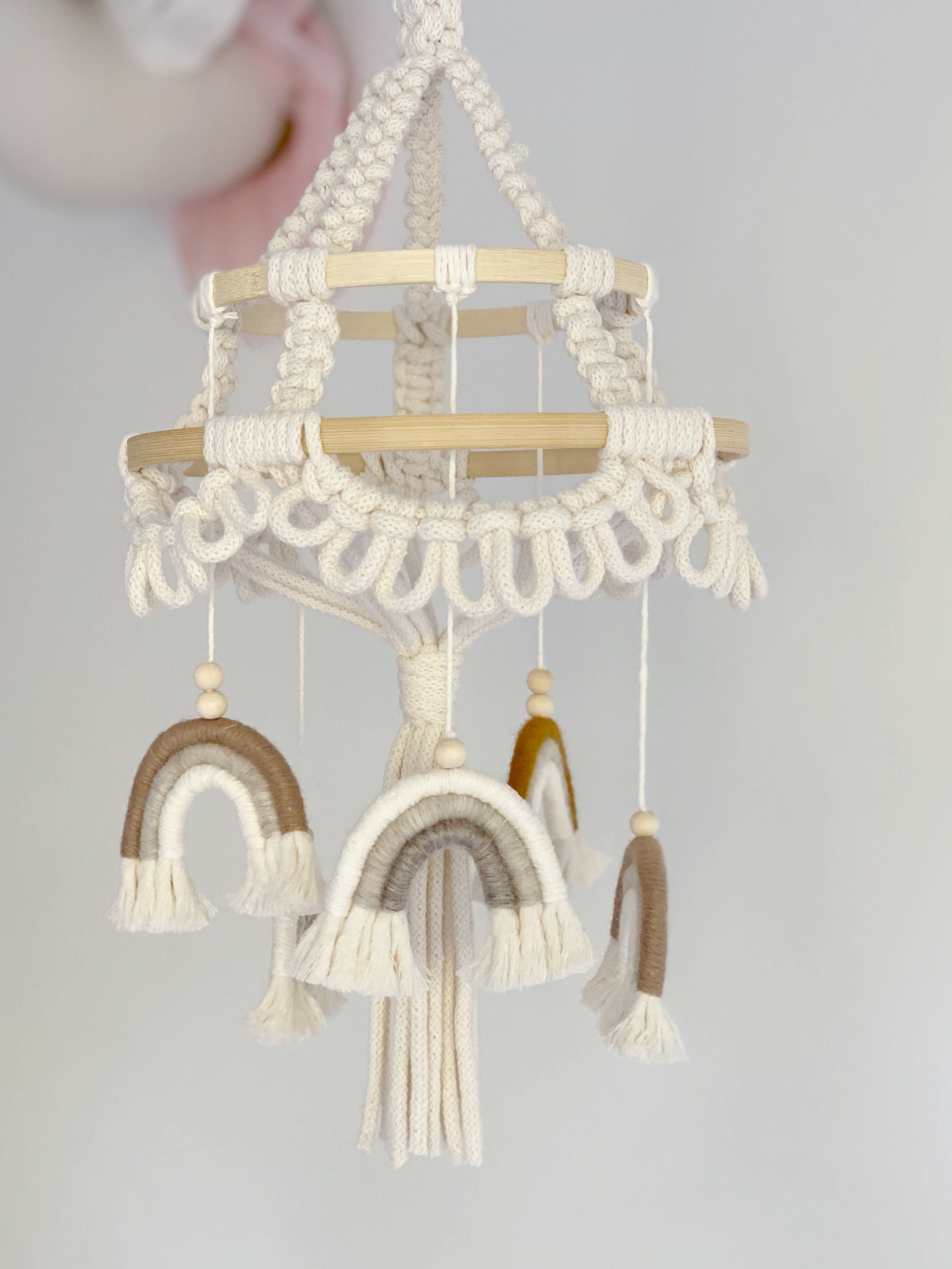 Macrame Baby Mobile Boho Nursery Crib Mobile Nursery Etsy