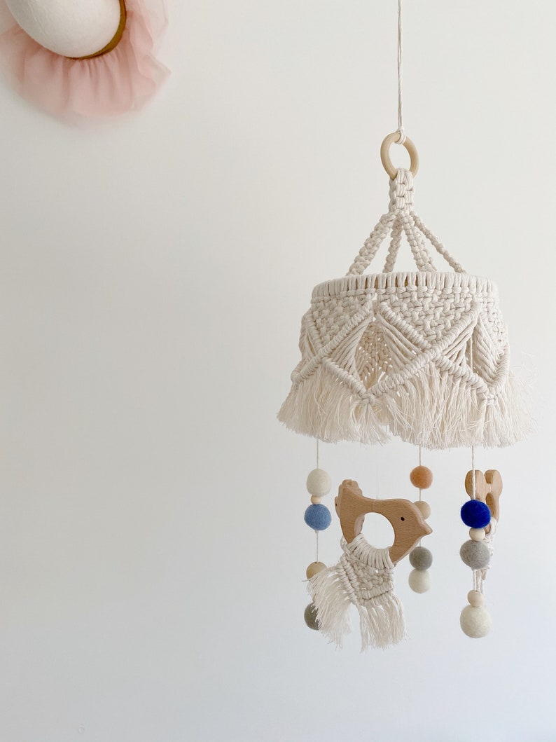 Macrame Baby Mobile Boho Nursery Crib Mobile Nursery Etsy
