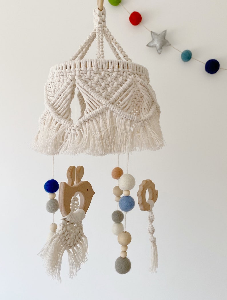 Macrame Baby Mobile Boho Nursery Crib Mobile Nursery Etsy