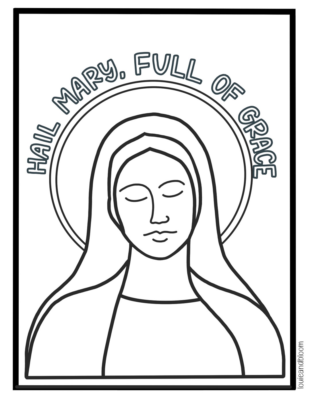 Hail Mary Catholic Coloring Page - Il 1080xN.5036671106 H51b