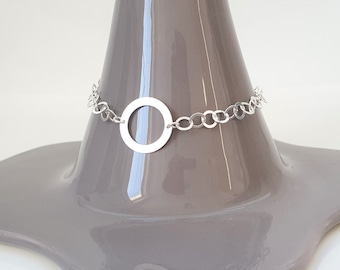Minimalist Disc Rings Bracelet Sterling Silver
