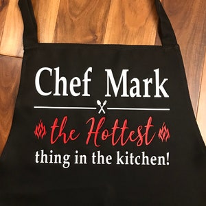 Personalized Apron, Custom Apron, Mens, Adjustable Neck, Pockets, Gift, gift for him, funny apron, grilling, BBQ, Birthday, Men's aprons,dad