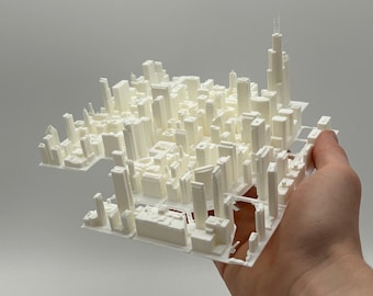 Chicago City 3D Model — Printed Skyline and Architectural Desk Decor