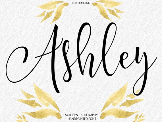 pics Calligraphy Ashley Name Design digital font calligraphy handwritten script wedding watercolor instant download fonts ashley