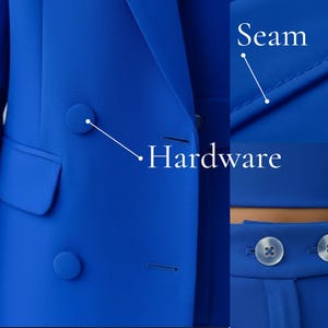 Completo da donna blu elettrico composto da 3 pezzi, blazer lungo, top corto e pantaloni, abito formale per festa di compleanno, gala, anniversario, sera immagine 7