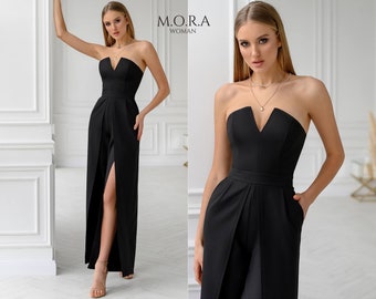 Black Jumpsuit, Formal Jumpsuit, Evening Wear for Women, Corseted Jumpsuit, Jumpsuit For Special Occasions, Women's Formal Jumpsuit