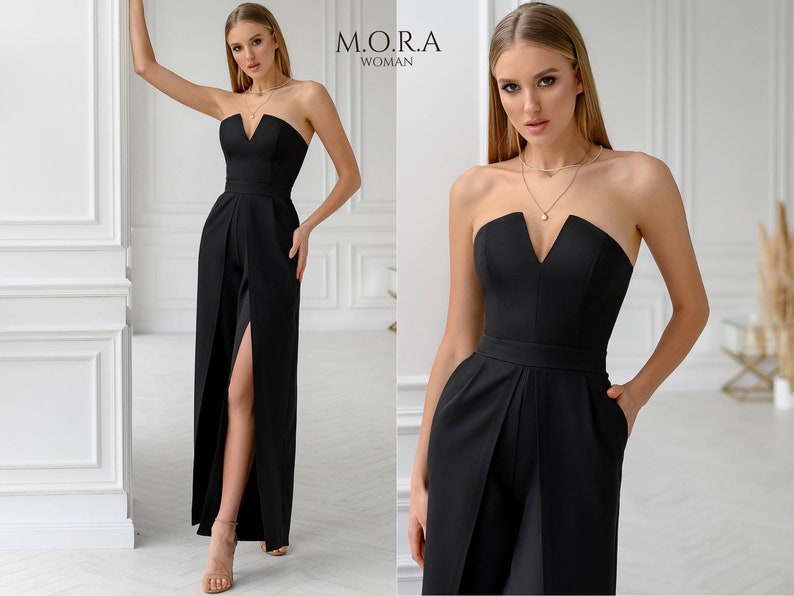 Black Jumpsuit, Formal Jumpsuit, Evening Wear for Women, Corseted