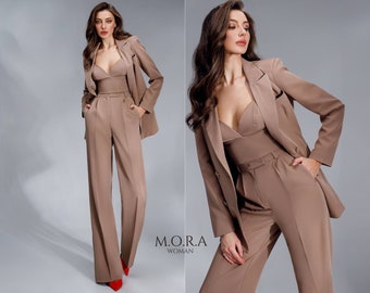 Brown Power Suit for Women | Office-Ready Business Look | Neutral 3-Piece Outfit for Work & Meetings