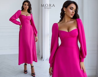 Crimson Midi Dress, Maxi White Dress, Full Skirt Green Dress, Midi Dress for Special Occasions, Wedding Guest Dress, Evening Dress, Dress