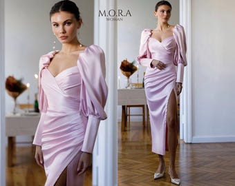 Blush Formal Dress, Blush Maxi Dress, Birthday Dresses, Special Occasion Dress, Engagement Dress, Satin Dress, Elegant Maxi Dress, Long Dres