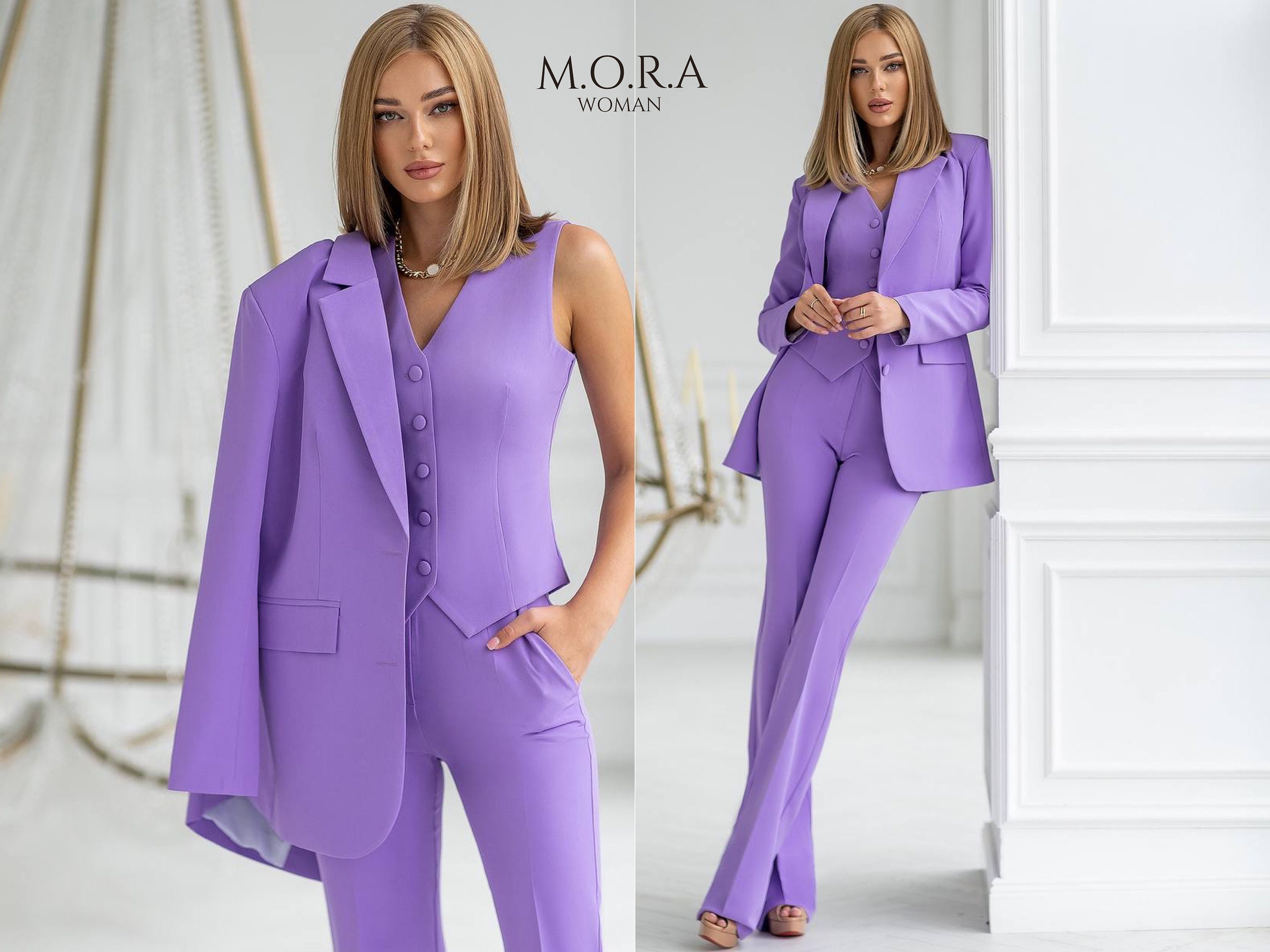 Lavender Blazer Trouser for Women, Formal Pantsuit for Women, Chic