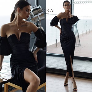 Black Midi Dress. Black Formal Dress, Corseted Dress, Black Evening Dress, Black Pencil Dress, Black Midi Cocktail Dress, Black Sheath Dress