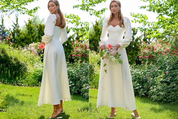 Engagement Dress, Civil Wedding Dress, Wedding Dress, White Dress Women Bridal, Bridal Dress, Wedding Guest Dress, Midi Wedding Dress, Brida