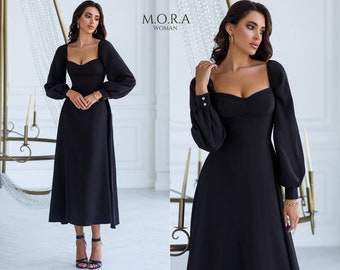 Black Midi Dress, Maxi White Dress, Full Skirt Green Dress, Midi Dress for Special Occasions, Wedding Guest Dress, Evening Dress, Dress