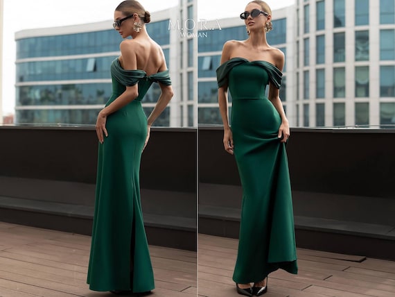 prom corsage for dark green dress Emerald Green Long Prom Dress A-line Simple Evening Dress PSK215 Custom Size / Custom Color main image 1