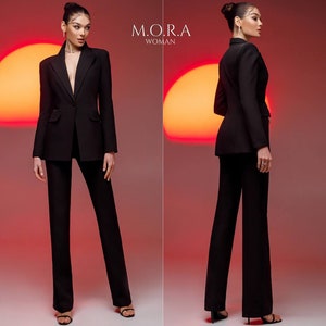 Black Pant Suit For Women,  Black Woman Suit, Black Suit Women, Formal Pantsuit For Women, Prom Pantsuit, Pantsuit, Women Suit Set