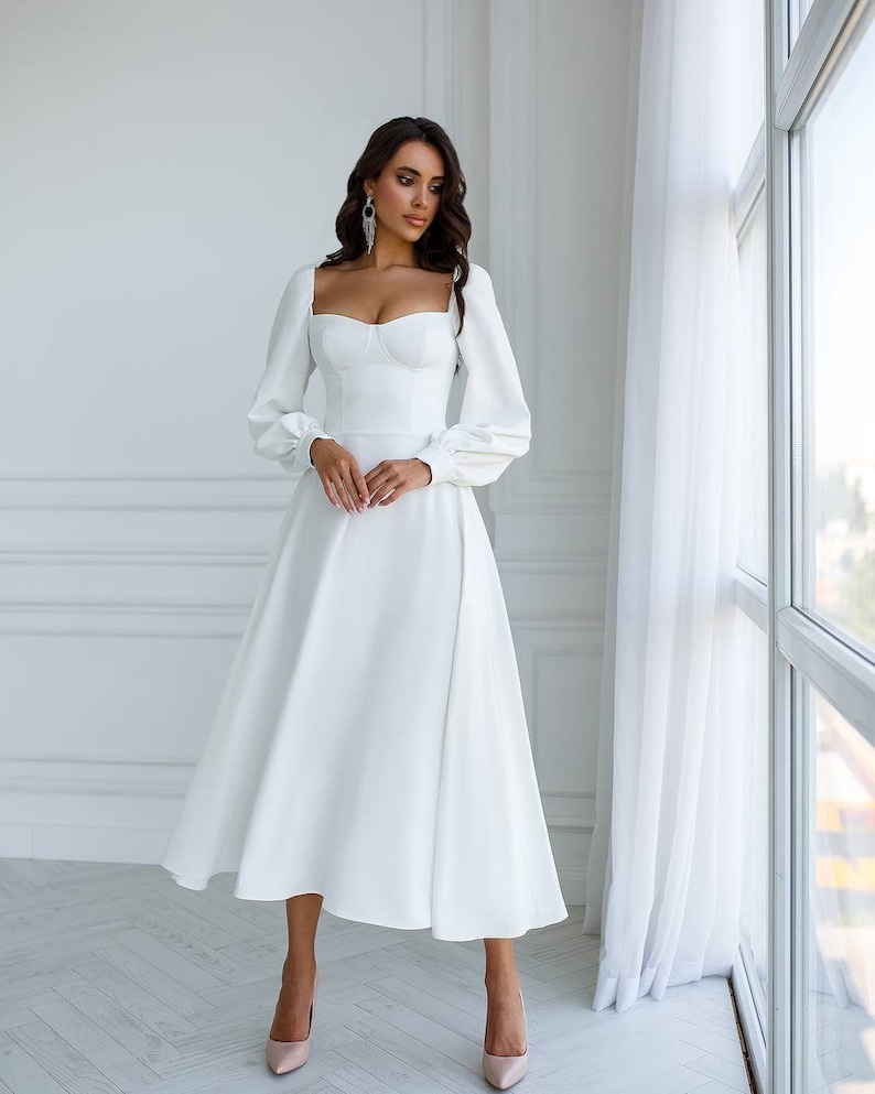 White Midi Dress, Maxi White Dress, Full Skirt White Dress, Midi Dress ...